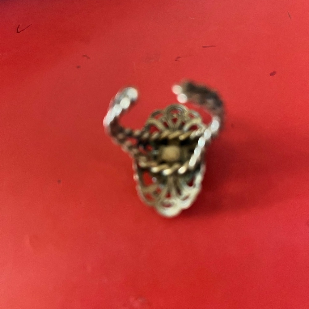 West Germany Signed Abalone Shell Adjustable Ring… - image 5